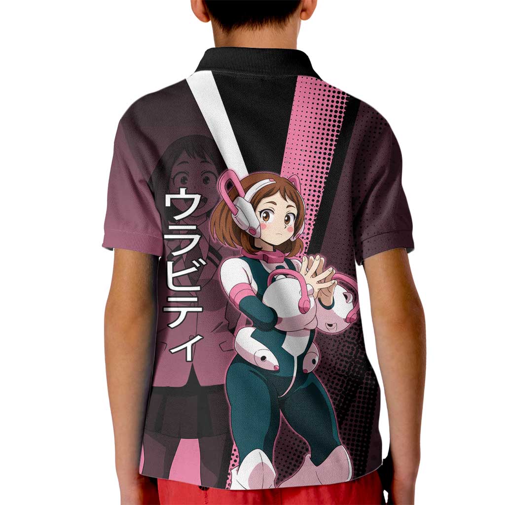 Ochaco Uraraka Uravity Kid Polo Shirt Japanese Comic Book Style