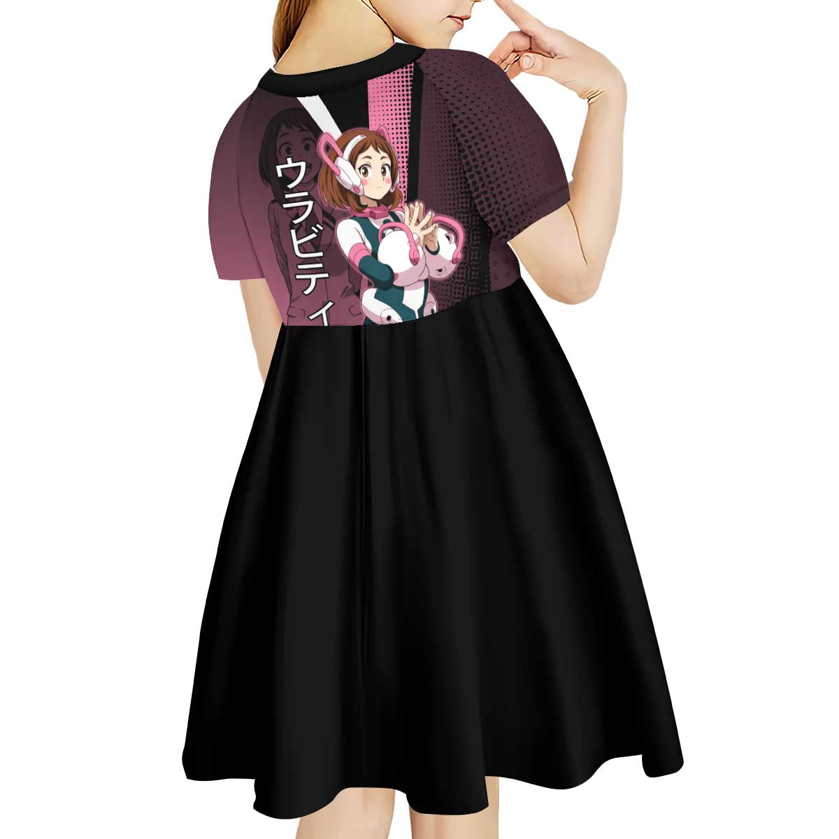 Ochaco Uraraka Uravity Kid Short Sleeve Dress Japanese Comic Book Style