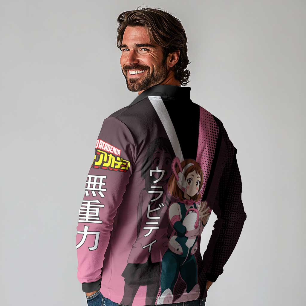 Ochaco Uraraka Uravity Long Sleeve Polo Shirt Japanese Comic Book Style