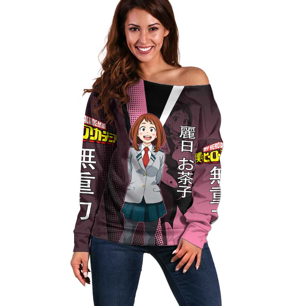 Ochaco Uraraka Uravity Off Shoulder Sweater Japanese Comic Book Style