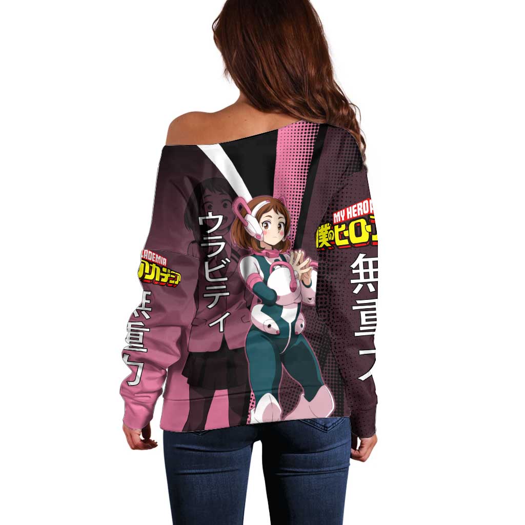 Ochaco Uraraka Uravity Off Shoulder Sweater Japanese Comic Book Style