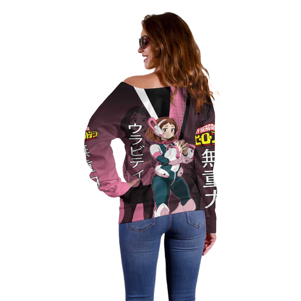 Ochaco Uraraka Uravity Off Shoulder Sweater Japanese Comic Book Style