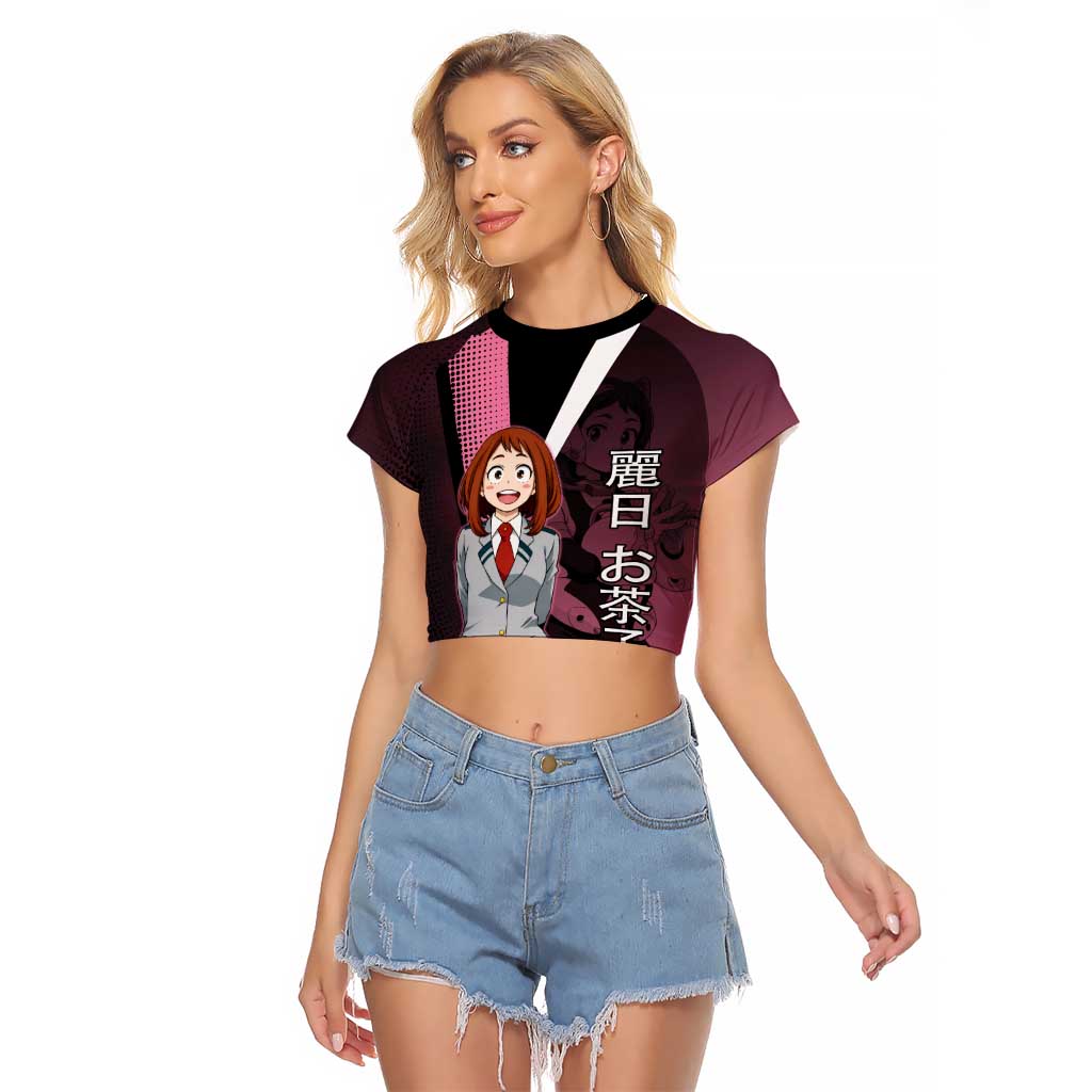 Ochaco Uraraka Uravity Raglan Cropped T Shirt Japanese Comic Book Style