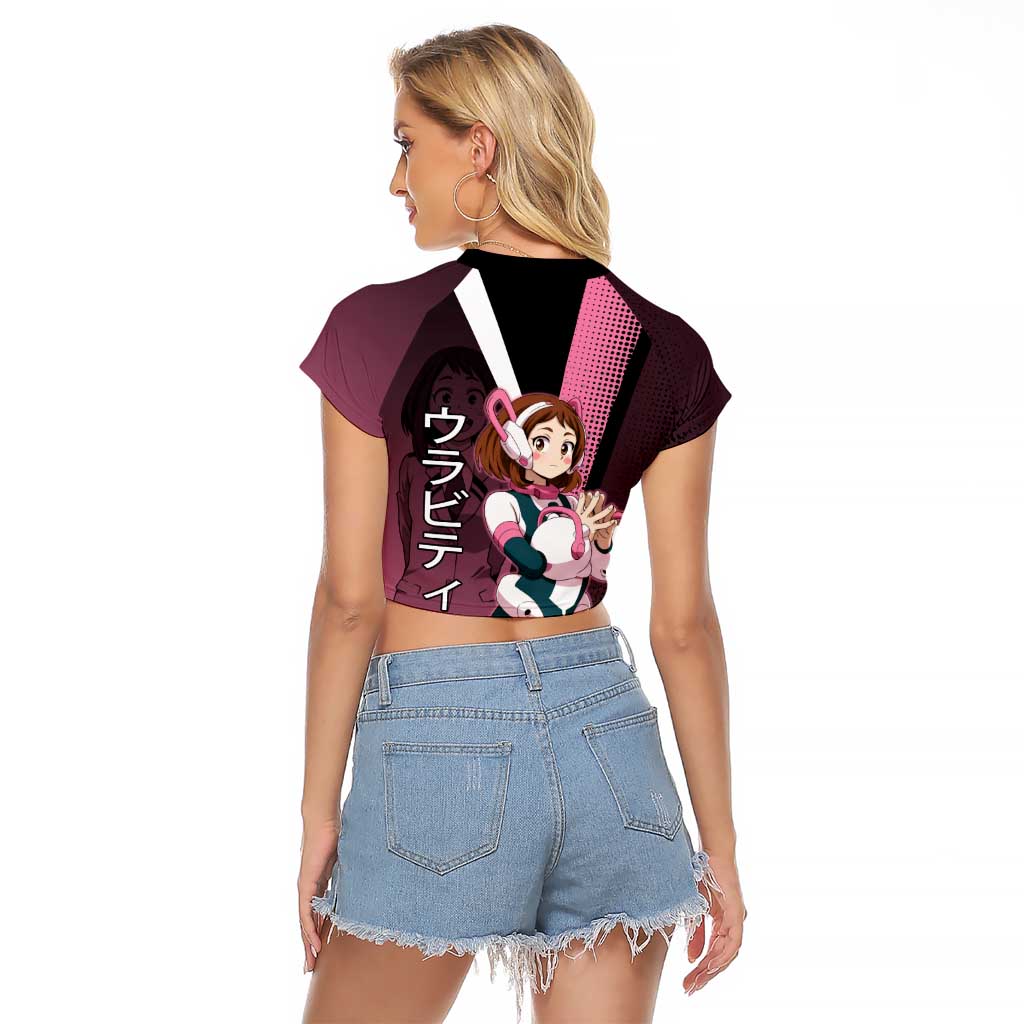Ochaco Uraraka Uravity Raglan Cropped T Shirt Japanese Comic Book Style