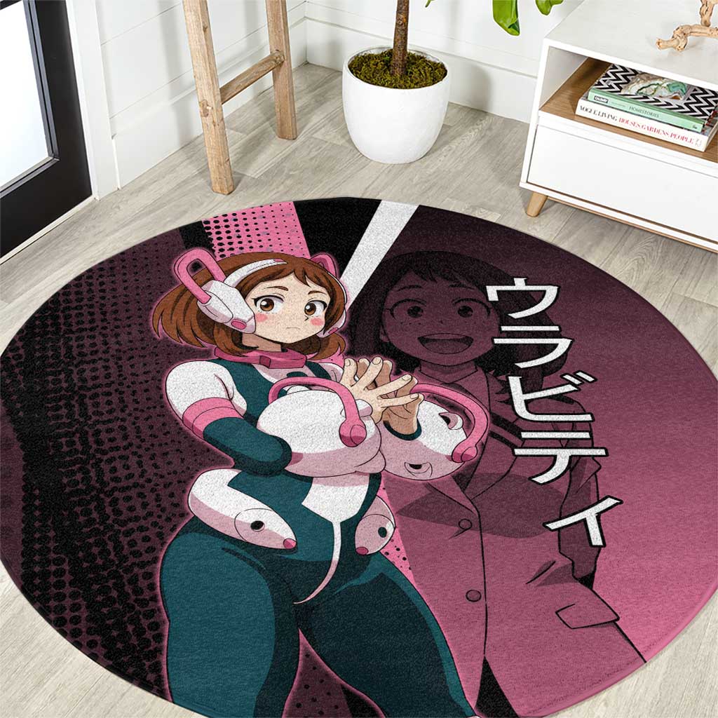 Ochaco Uraraka Uravity Round Carpet Japanese Comic Book Style