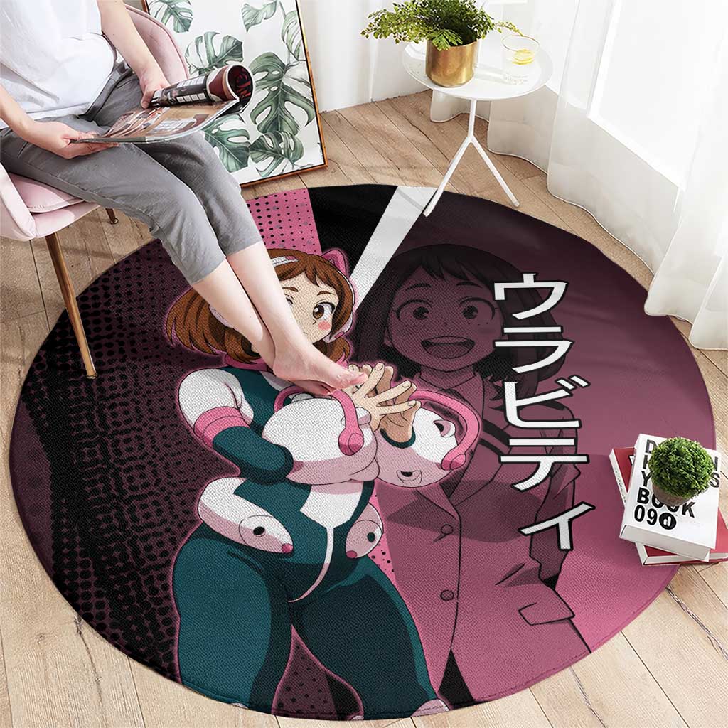 Ochaco Uraraka Uravity Round Carpet Japanese Comic Book Style