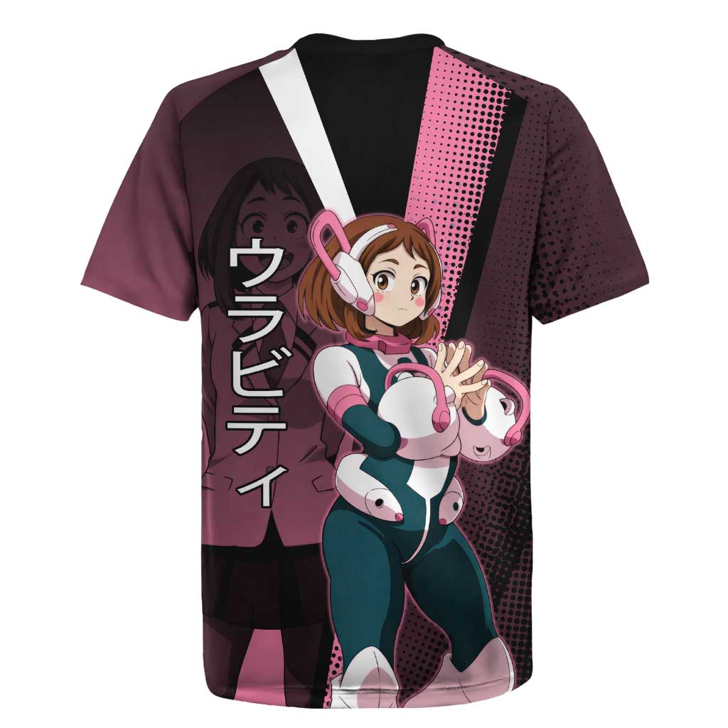 Ochaco Uraraka Uravity Rugby Jersey Japanese Comic Book Style