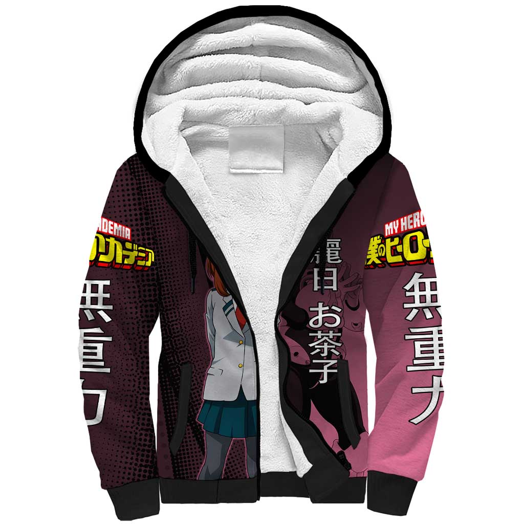 Ochaco Uraraka Uravity Sherpa Hoodie Japanese Comic Book Style