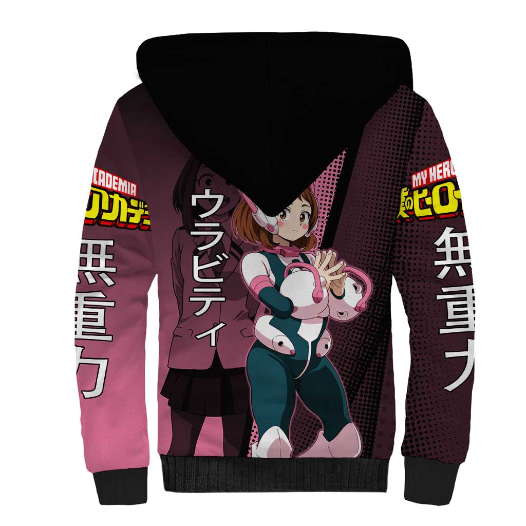 Ochaco Uraraka Uravity Sherpa Hoodie Japanese Comic Book Style