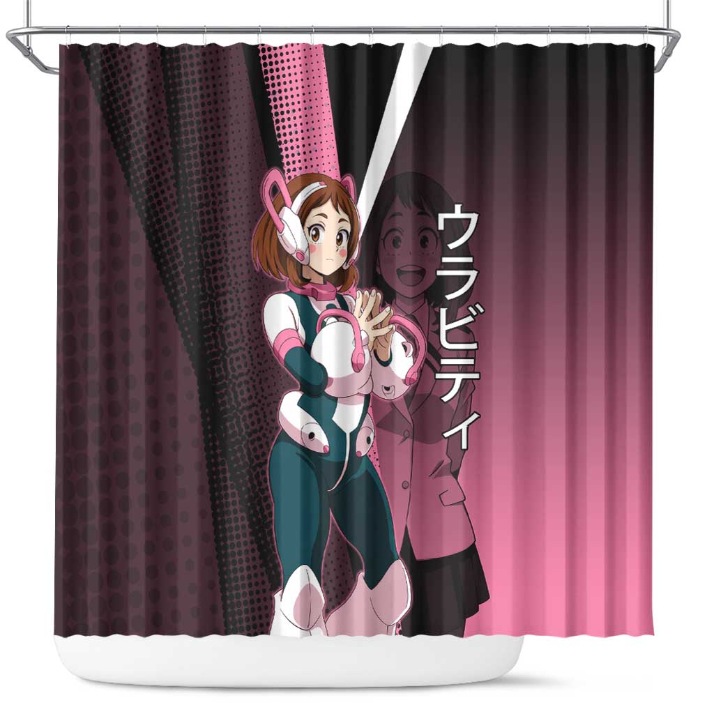 Ochaco Uraraka Uravity Shower Curtain Japanese Comic Book Style