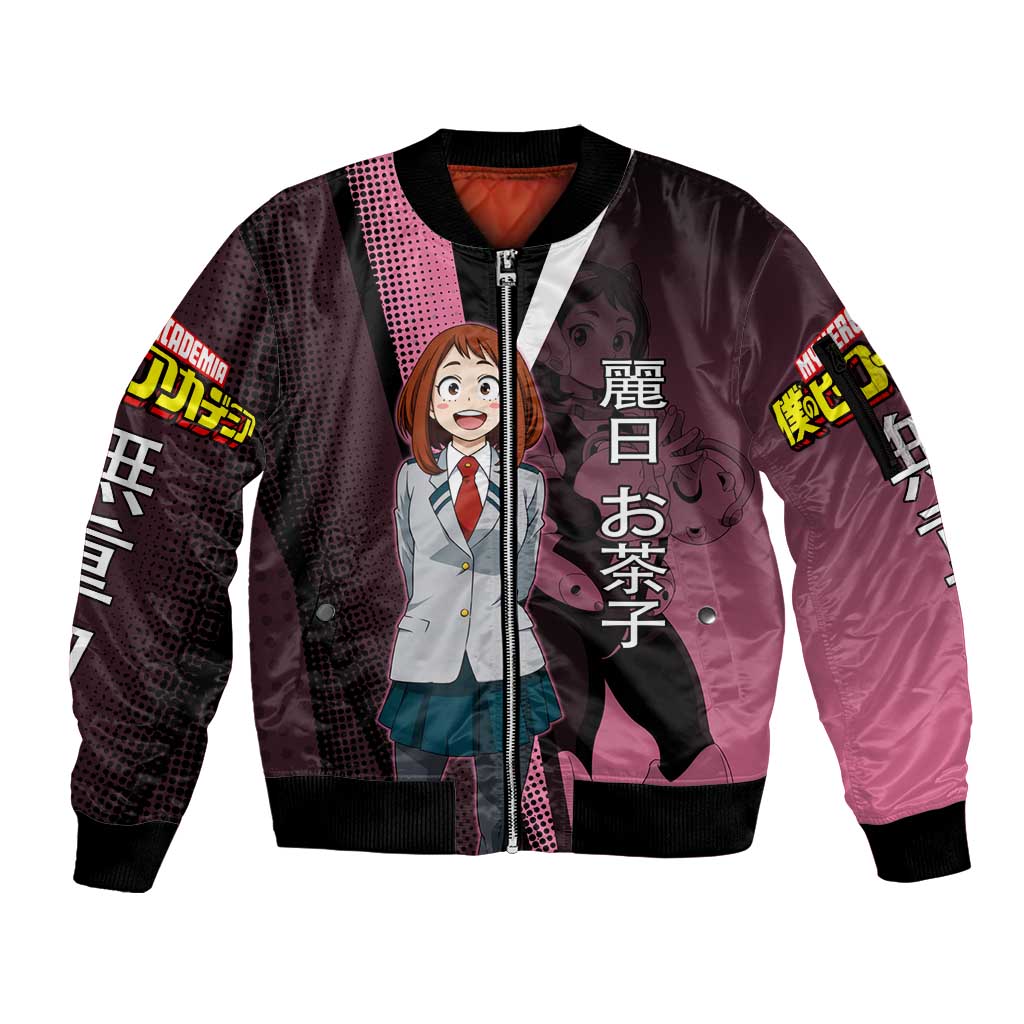 Ochaco Uraraka Uravity Sleeve Zip Bomber Jacket Japanese Comic Book Style