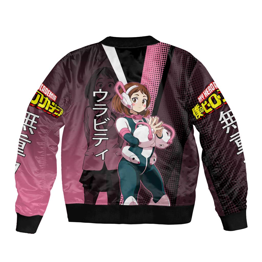 Ochaco Uraraka Uravity Sleeve Zip Bomber Jacket Japanese Comic Book Style