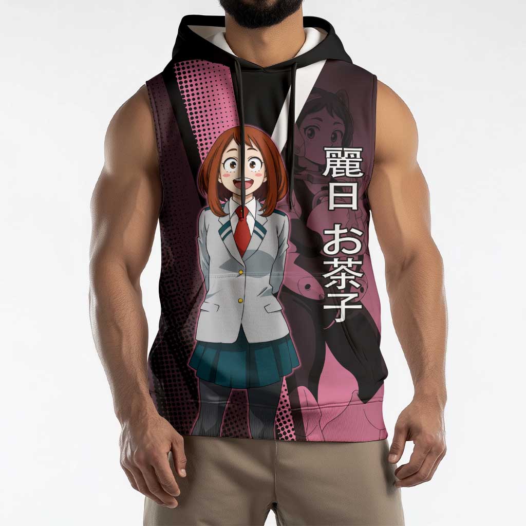 Ochaco Uraraka Uravity Sleeveless Hoodie Japanese Comic Book Style
