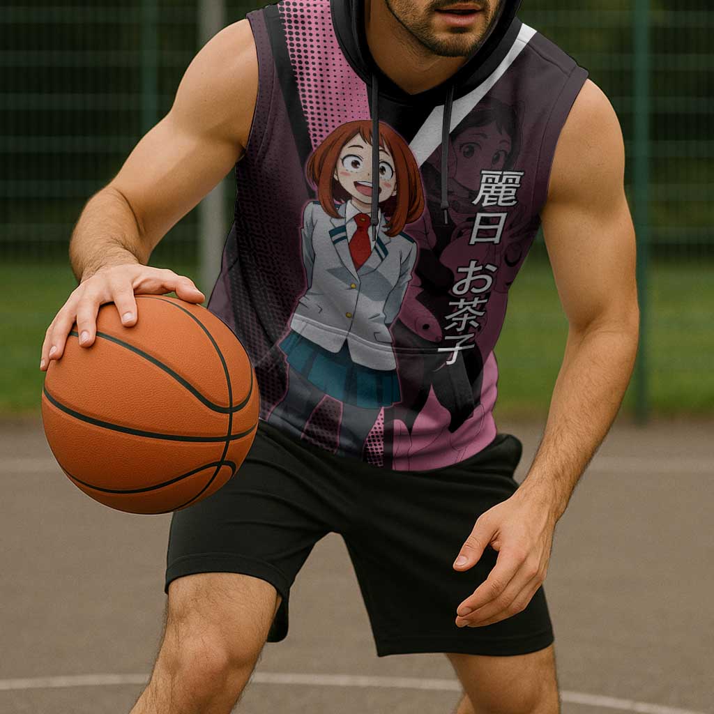 Ochaco Uraraka Uravity Sleeveless Hoodie Japanese Comic Book Style