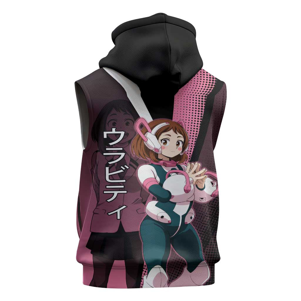 Ochaco Uraraka Uravity Sleeveless Zip Hoodie Japanese Comic Book Style