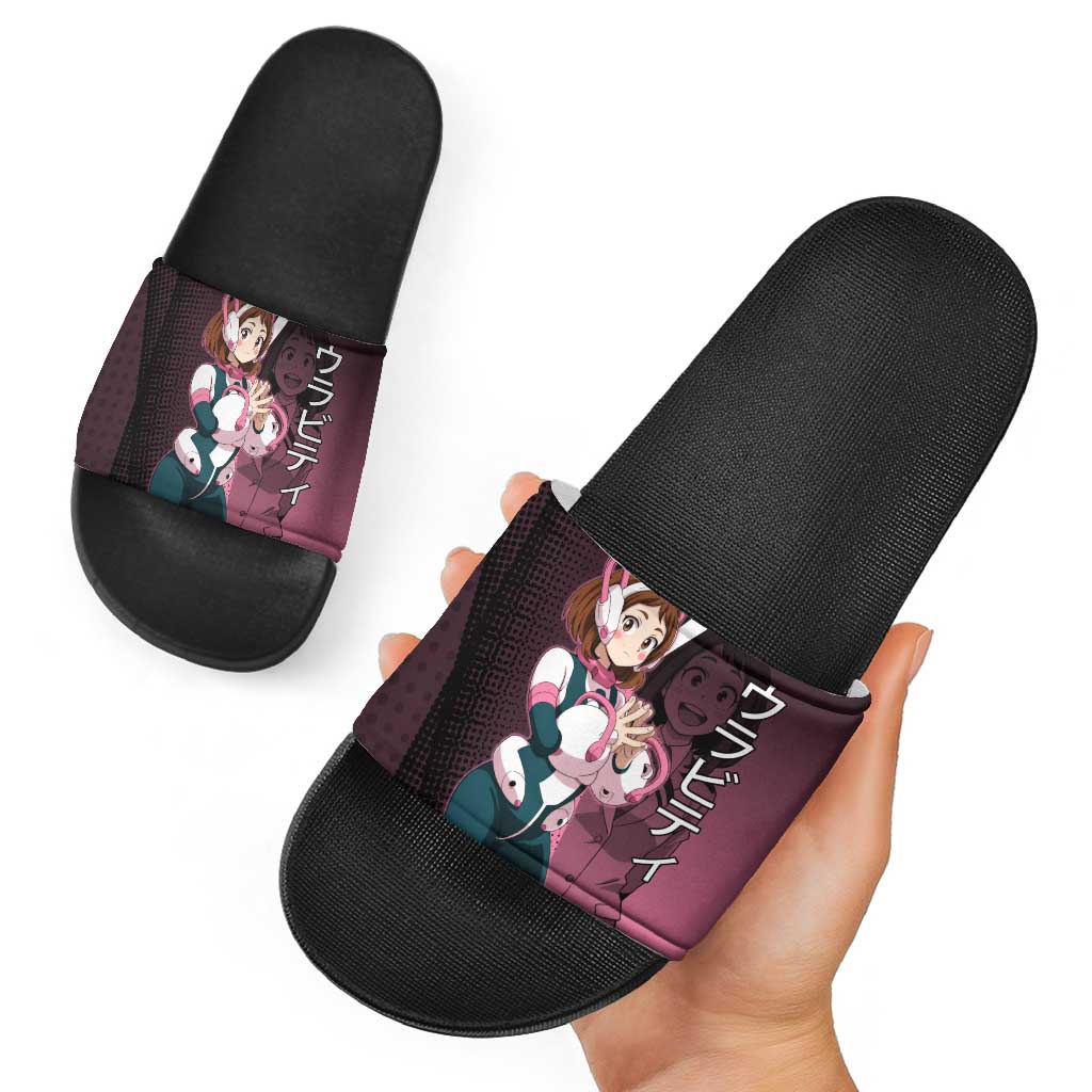 Ochaco Uraraka Uravity Slide Sandals Japanese Comic Book Style