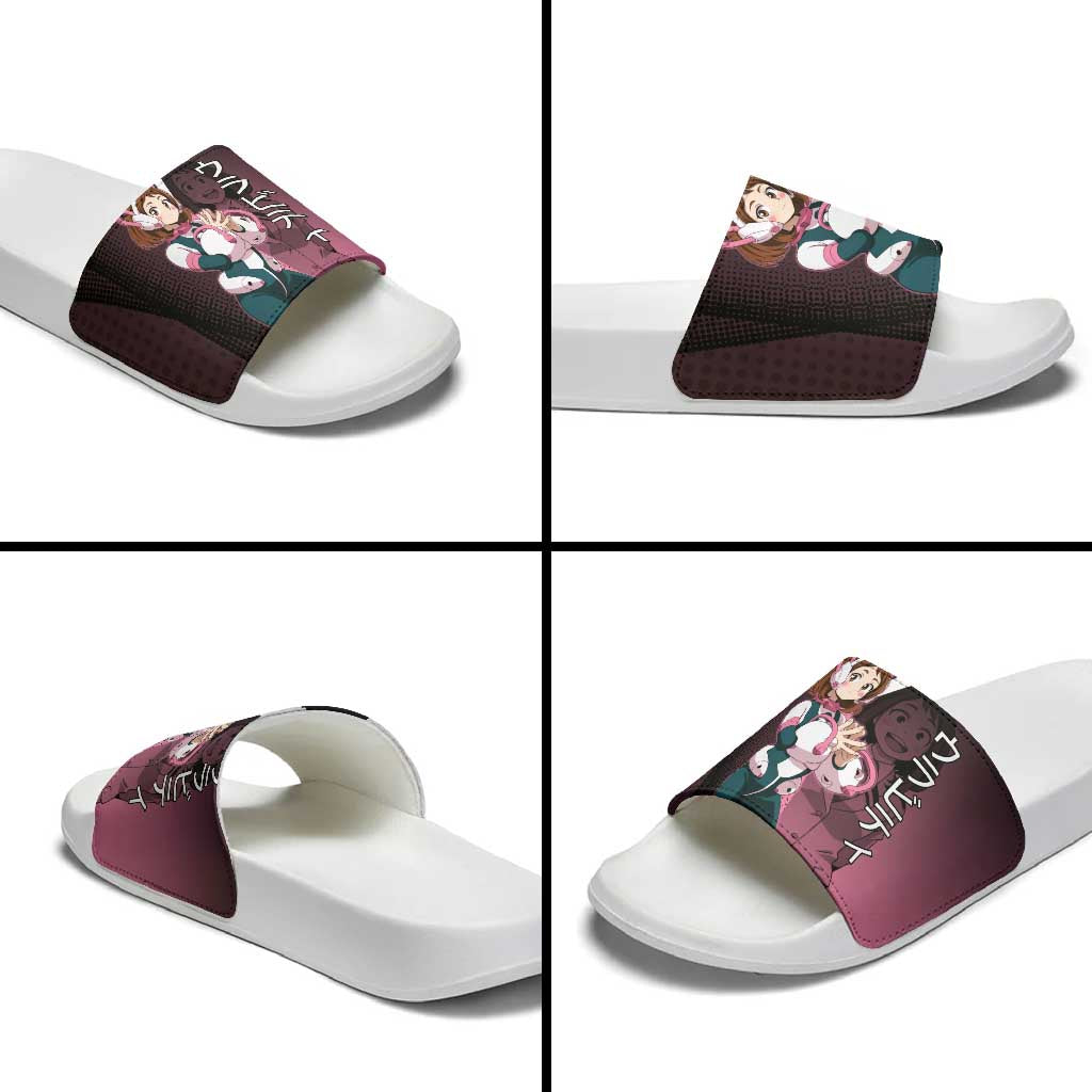 Ochaco Uraraka Uravity Slide Sandals Japanese Comic Book Style