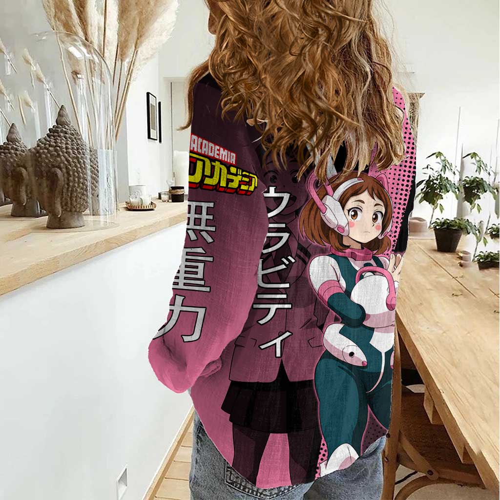 Ochaco Uraraka Uravity Women Casual Shirt Japanese Comic Book Style
