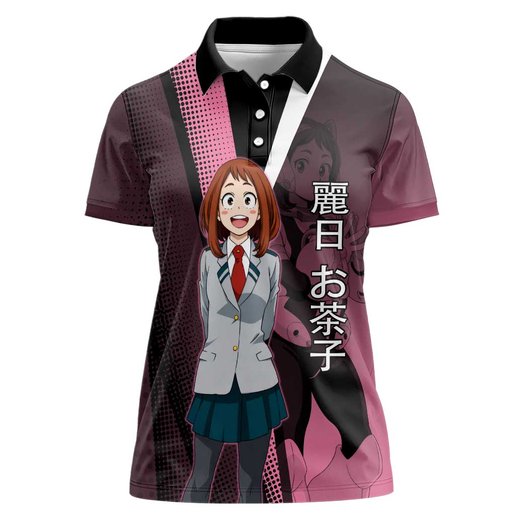 Ochaco Uraraka Uravity Women Polo Shirt Japanese Comic Book Style