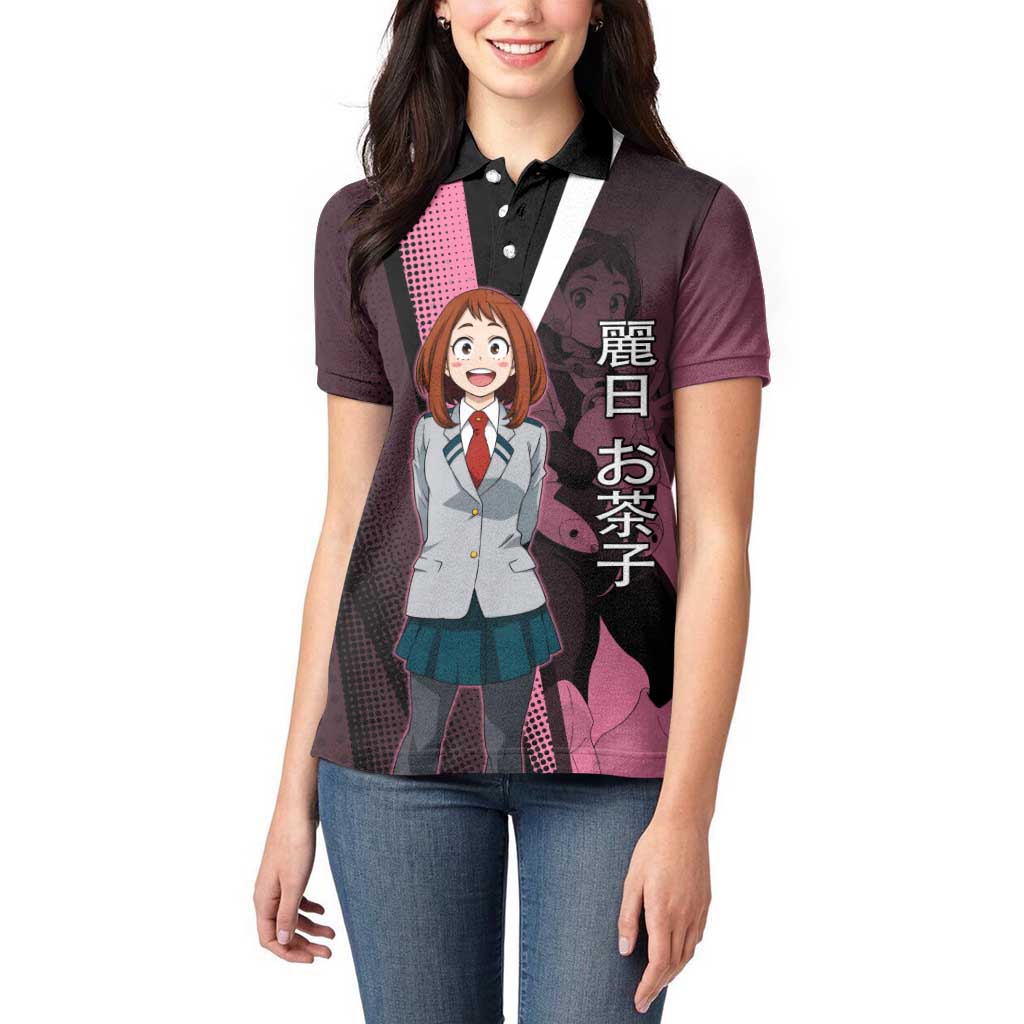 Ochaco Uraraka Uravity Women Polo Shirt Japanese Comic Book Style