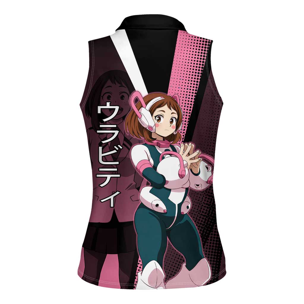 Ochaco Uraraka Uravity Women Sleeveless Polo Shirt Japanese Comic Book Style