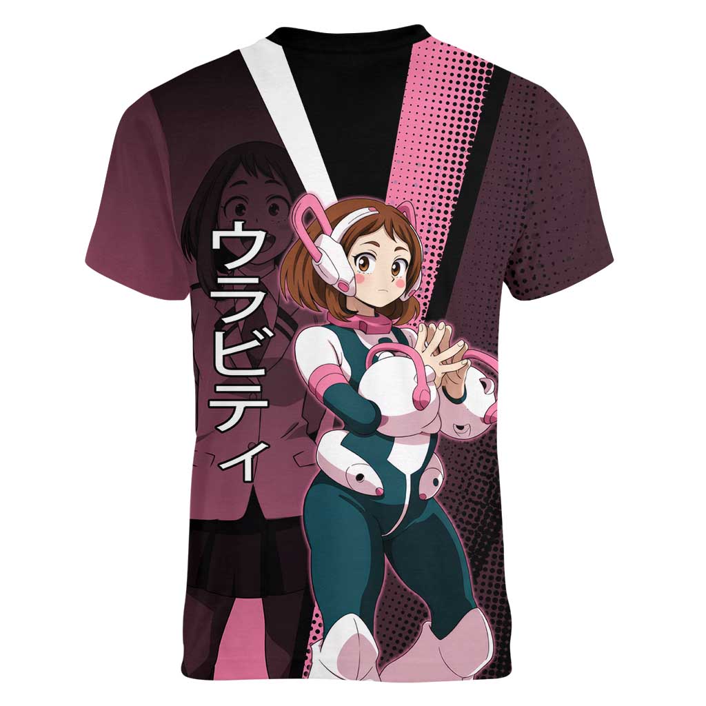 Ochaco Uraraka Uravity Women V-Neck T-Shirt Japanese Comic Book Style
