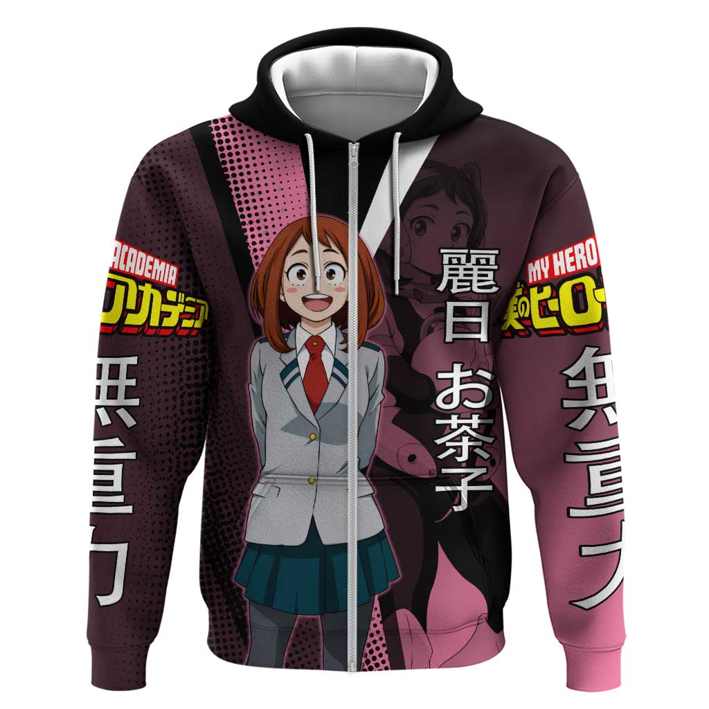 Ochaco Uraraka Uravity Zip Hoodie Japanese Comic Book Style