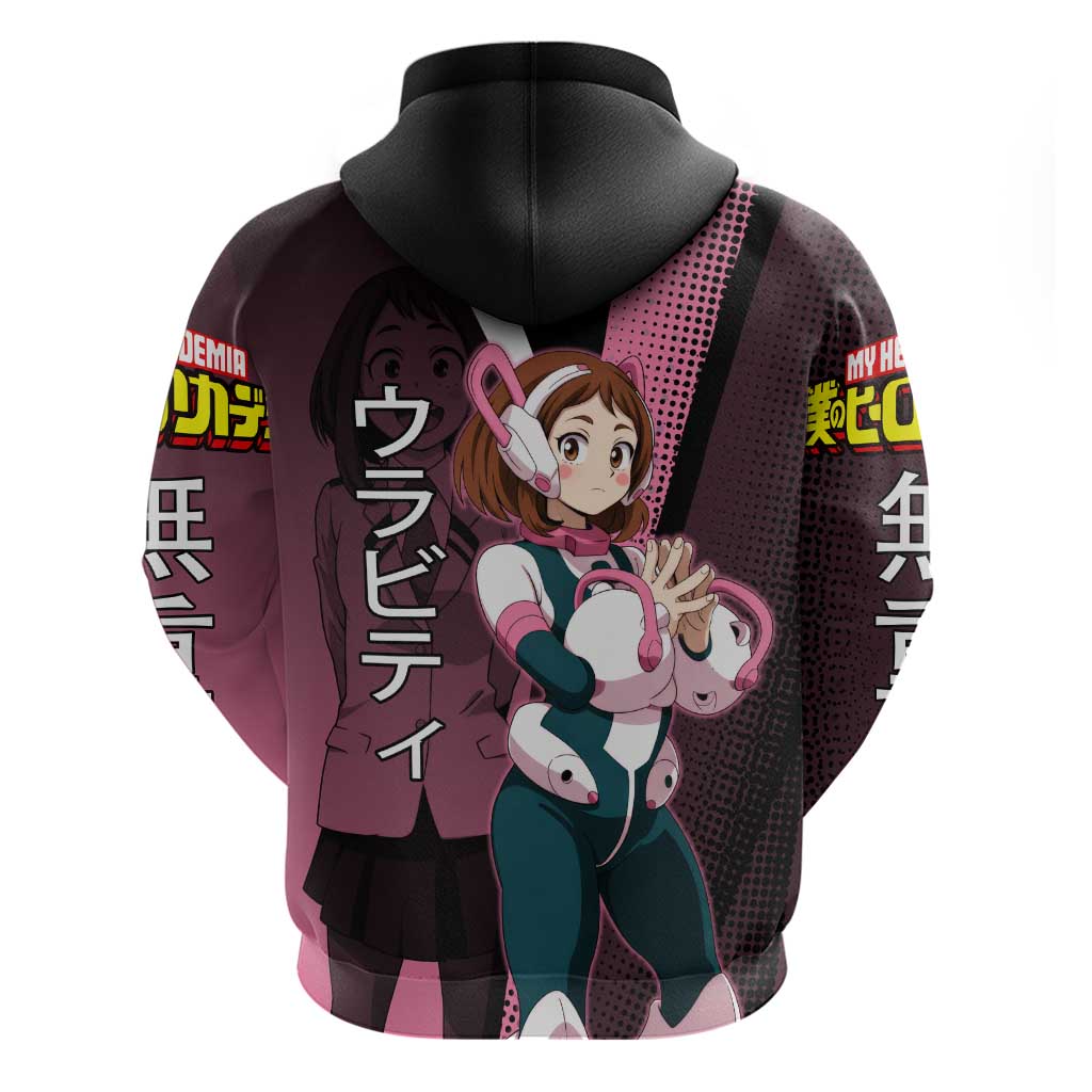 Ochaco Uraraka Uravity Zip Hoodie Japanese Comic Book Style