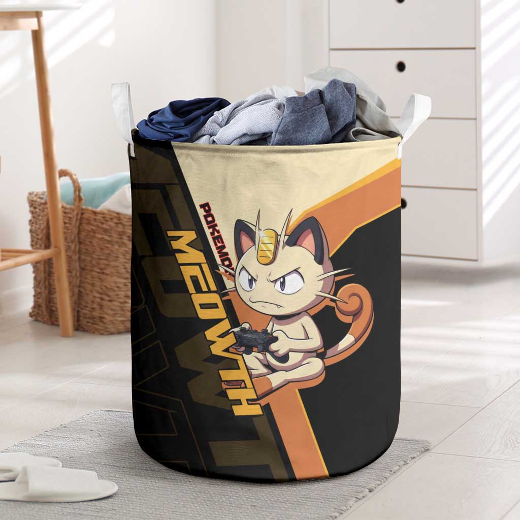 Meowth Poké Laundry Basket Vintage Anime Cartoon Style