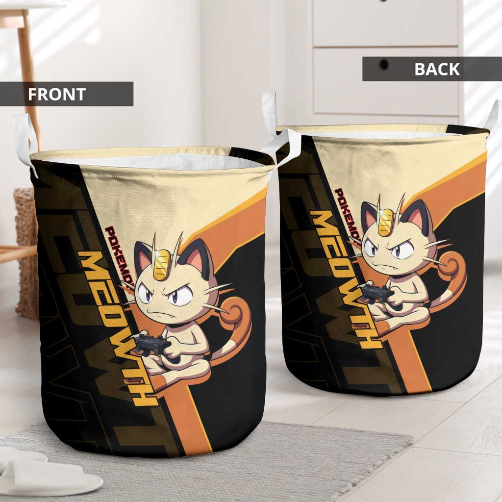 Meowth Poké Laundry Basket Vintage Anime Cartoon Style