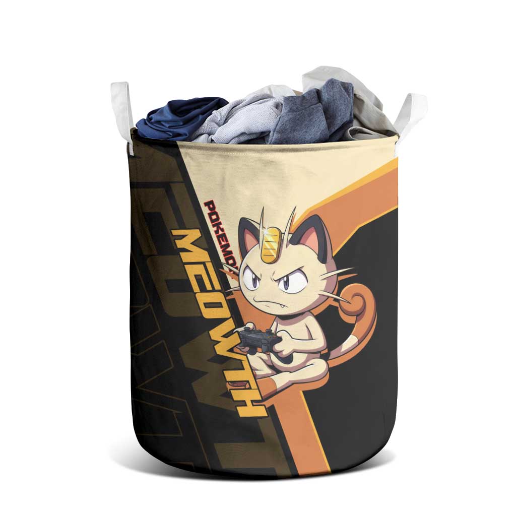 Meowth Poké Laundry Basket Vintage Anime Cartoon Style
