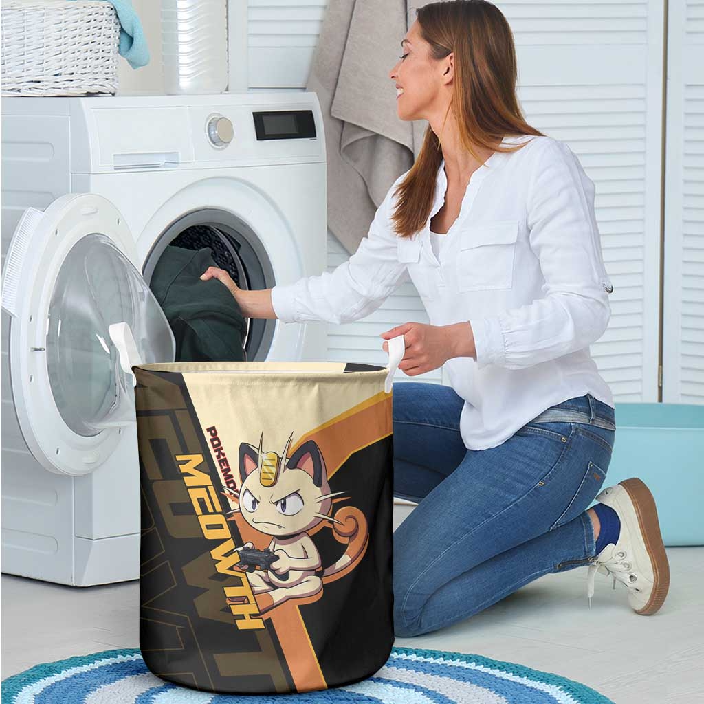 Meowth Poké Laundry Basket Vintage Anime Cartoon Style