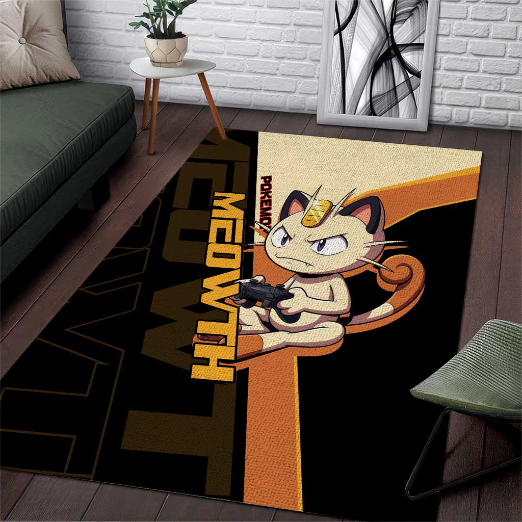 Meowth Poké Area Rug Vintage Anime Cartoon Style