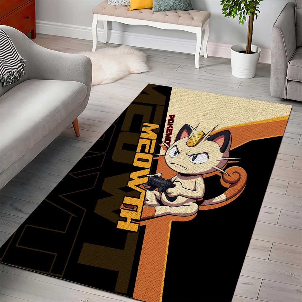 Meowth Poké Area Rug Vintage Anime Cartoon Style