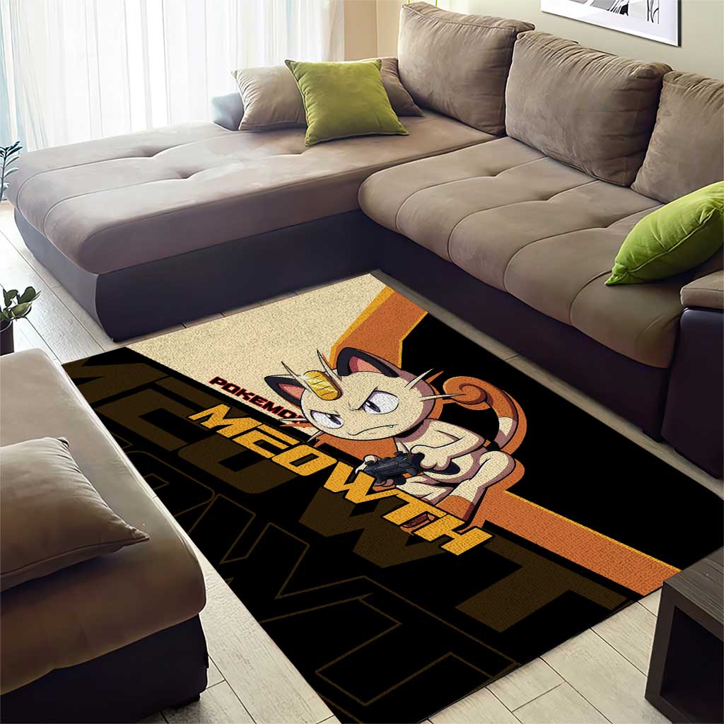 Meowth Poké Area Rug Vintage Anime Cartoon Style