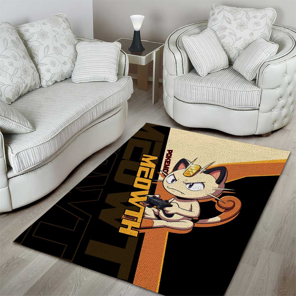 Meowth Poké Area Rug Vintage Anime Cartoon Style