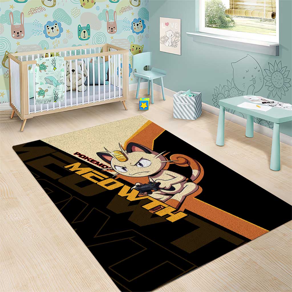 Meowth Poké Area Rug Vintage Anime Cartoon Style