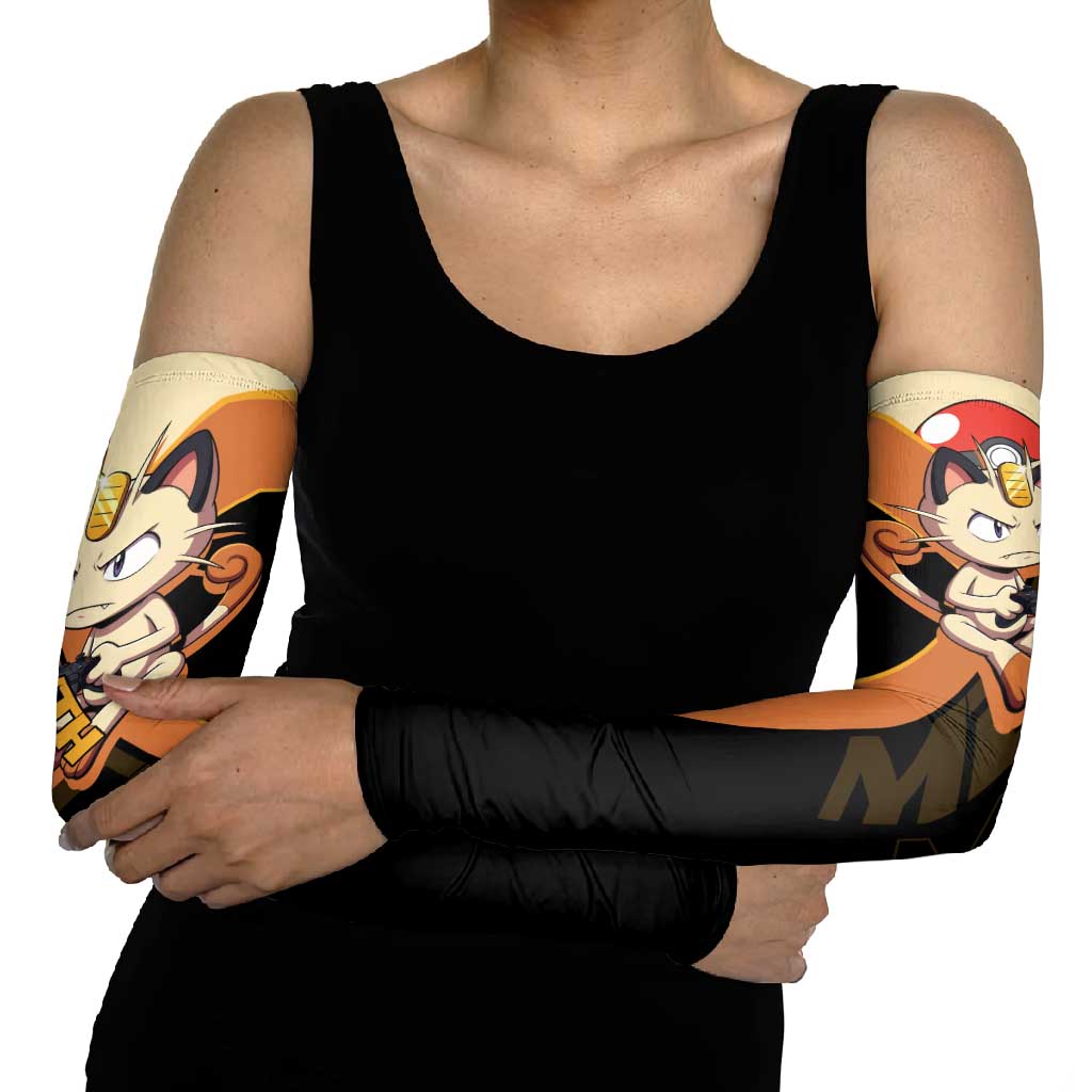 Meowth Poké Arm Sleeves Vintage Anime Cartoon Style
