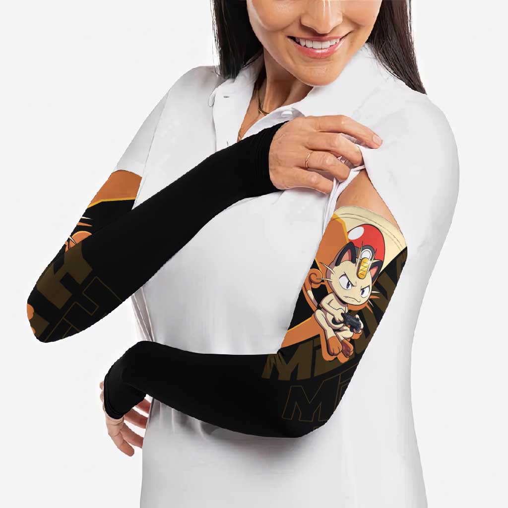 Meowth Poké Arm Sleeves Vintage Anime Cartoon Style