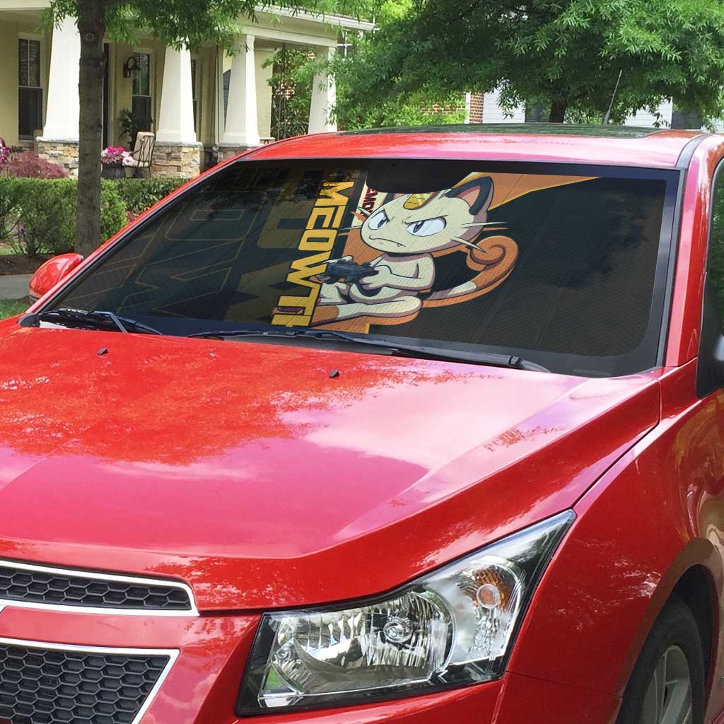Meowth Poké Auto Sun Shade Vintage Anime Cartoon Style