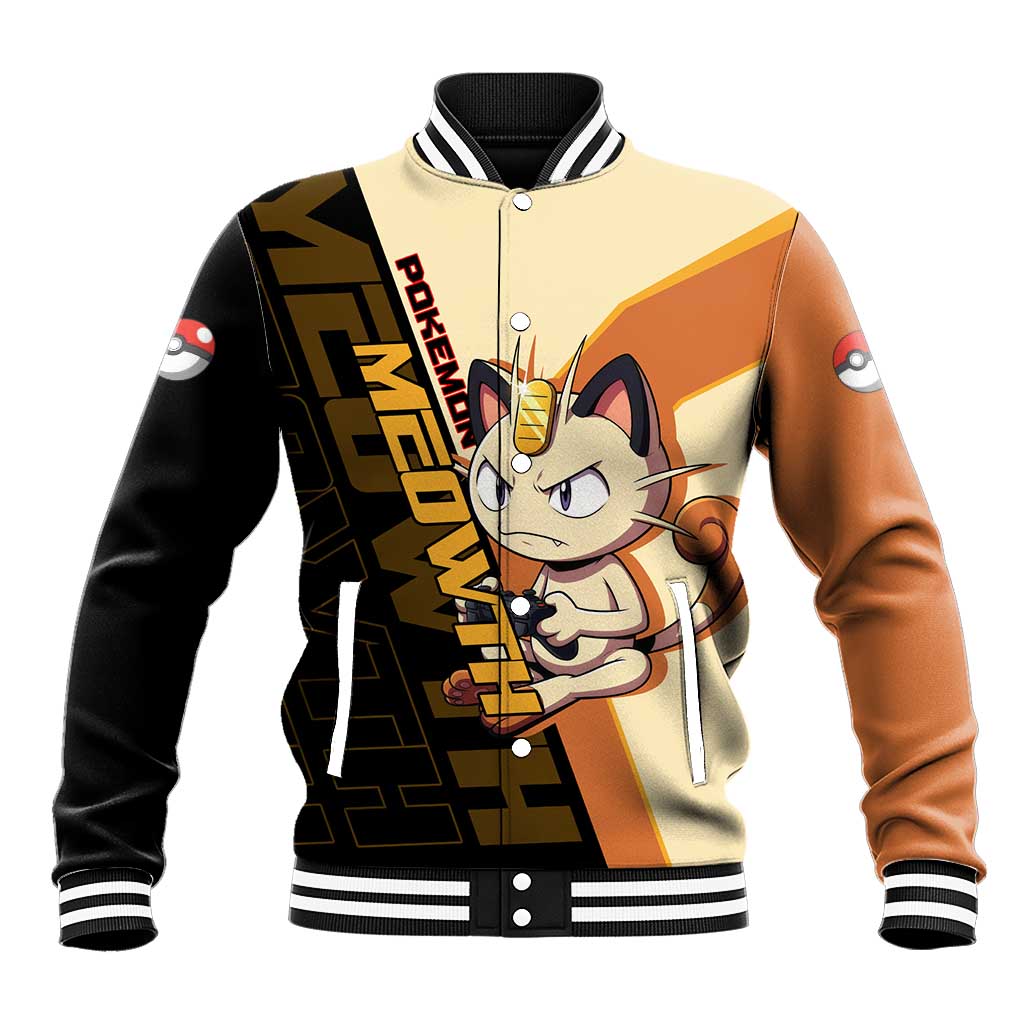 Meowth Poké Baseball Jacket Vintage Anime Cartoon Style