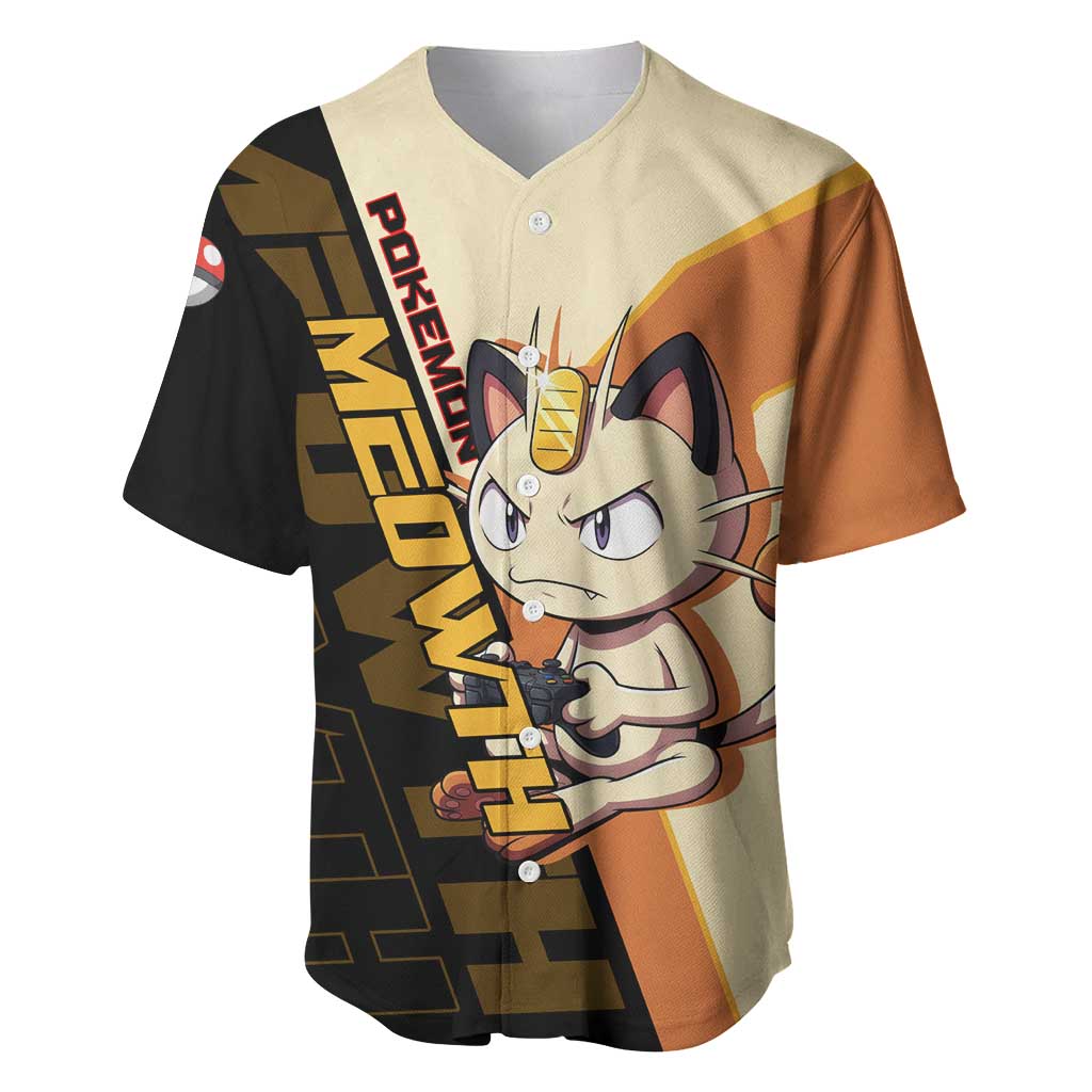 Meowth Poké Baseball Jersey Vintage Anime Cartoon Style
