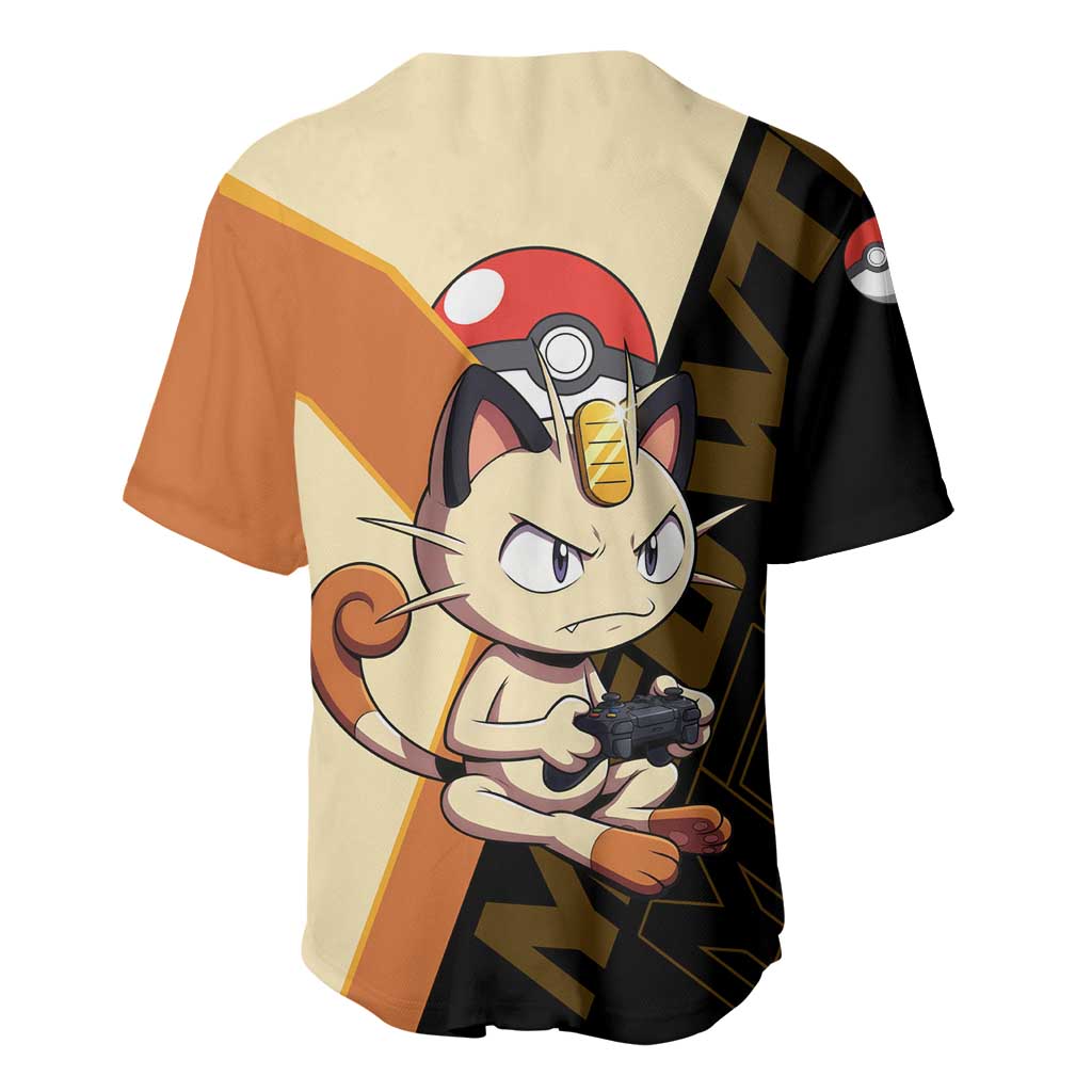 Meowth Poké Baseball Jersey Vintage Anime Cartoon Style