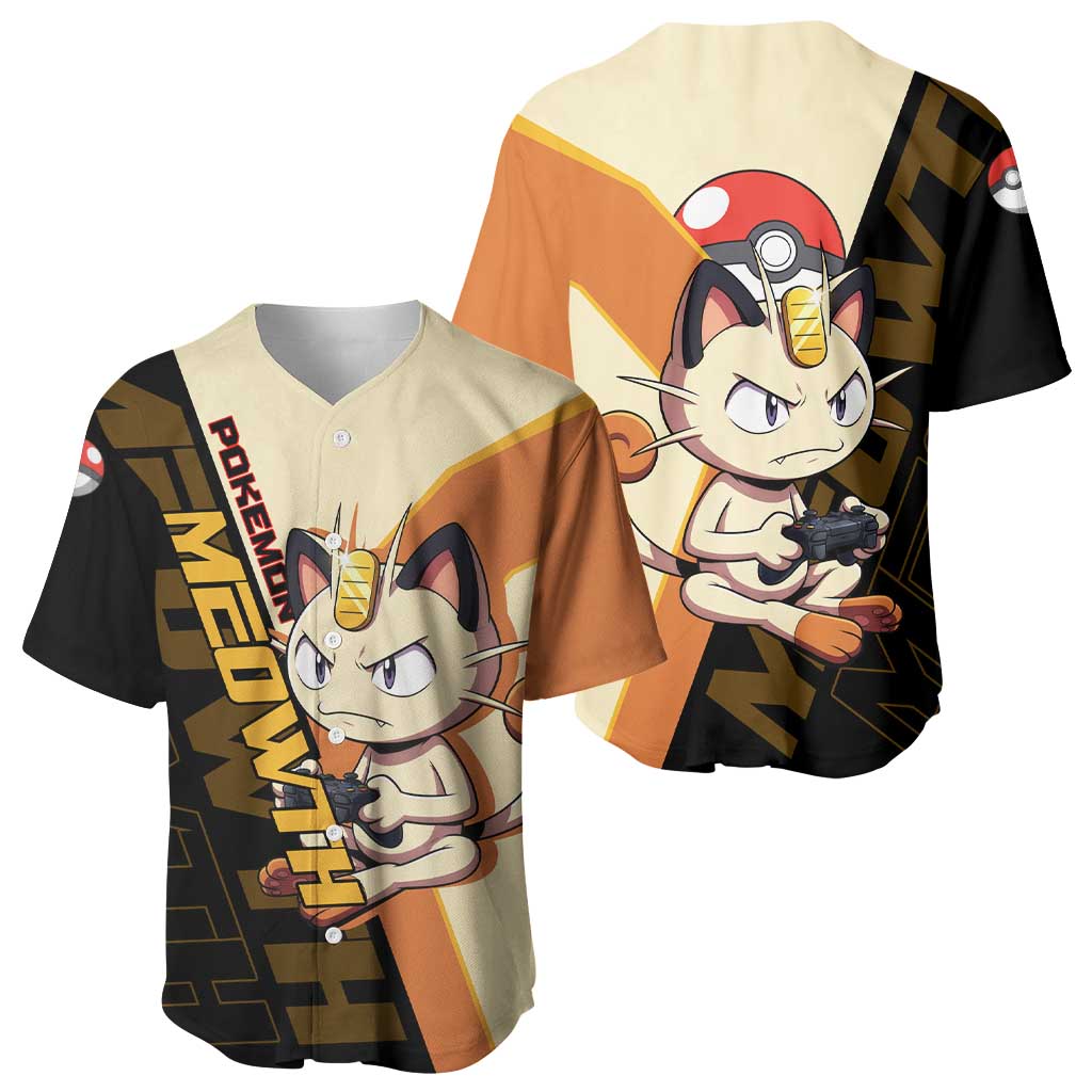 Meowth Poké Baseball Jersey Vintage Anime Cartoon Style
