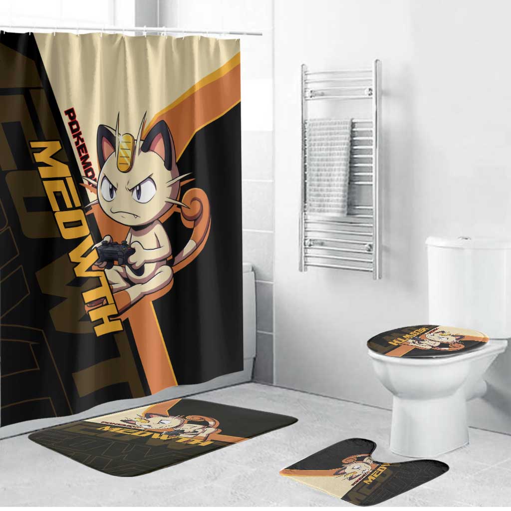 Meowth Poké Bathroom Set Vintage Anime Cartoon Style