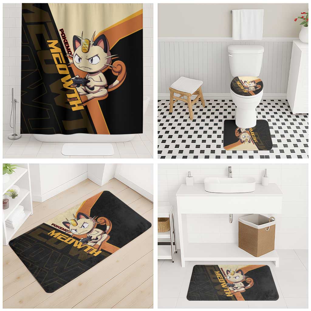 Meowth Poké Bathroom Set Vintage Anime Cartoon Style