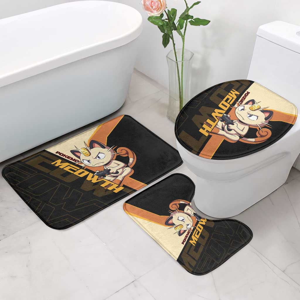 Meowth Poké Bathroom Set Vintage Anime Cartoon Style