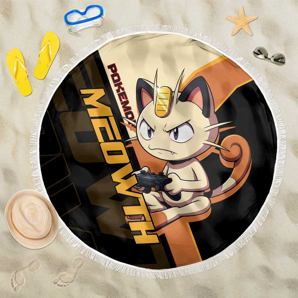 Meowth Poké Beach Blanket Vintage Anime Cartoon Style