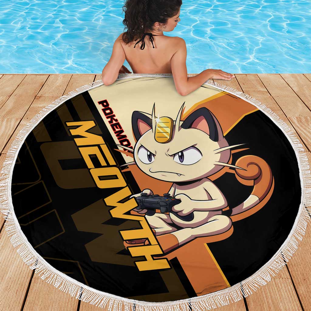 Meowth Poké Beach Blanket Vintage Anime Cartoon Style