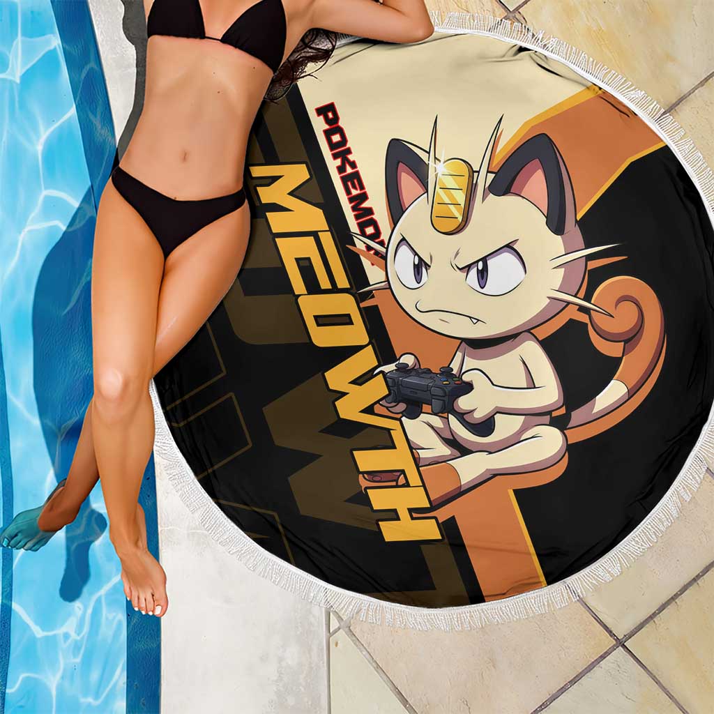 Meowth Poké Beach Blanket Vintage Anime Cartoon Style